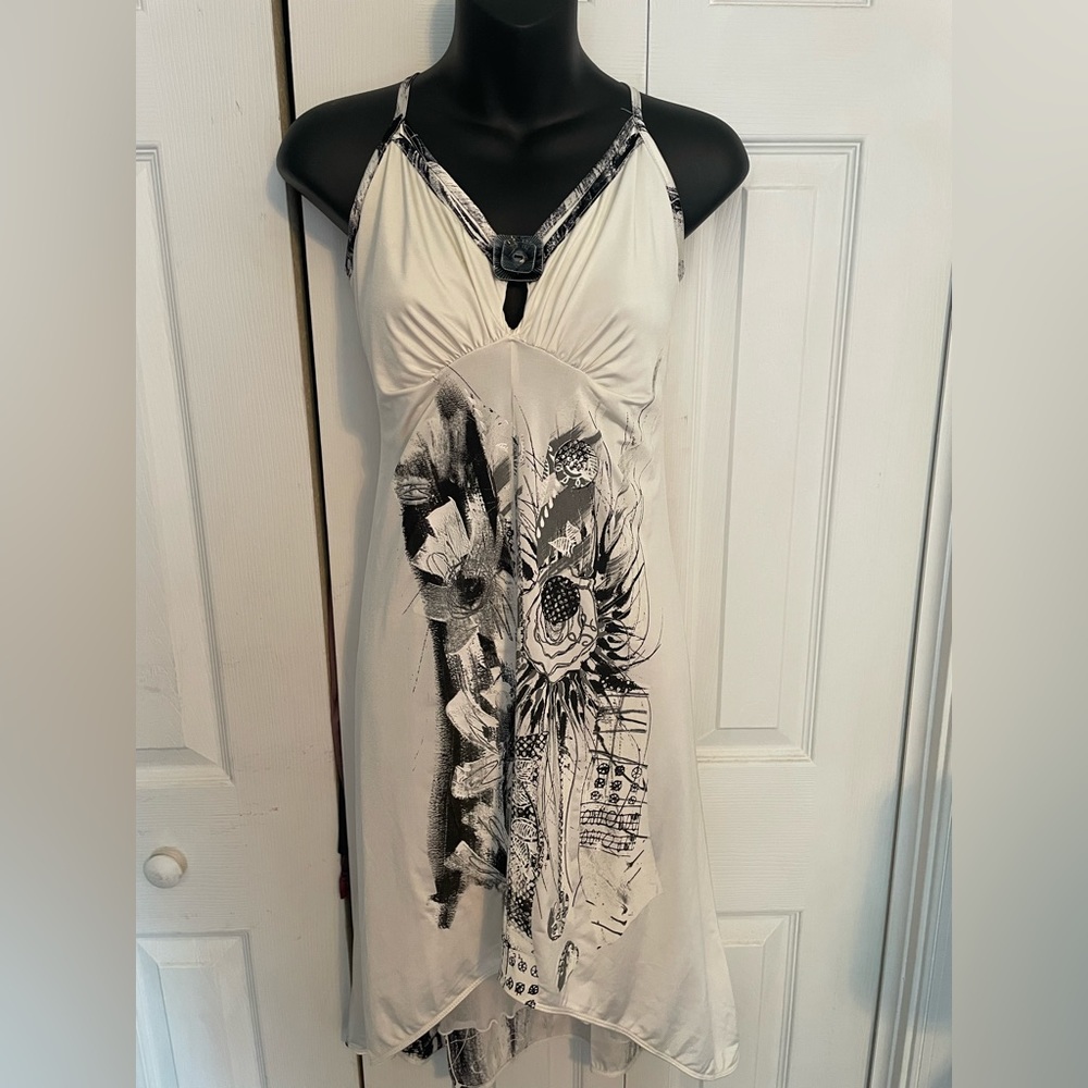 Vintage Legatte Women’s Dress SZ. USA 12. Made In Italy Off-white, High-low hem